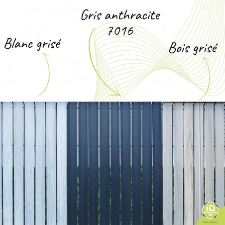 ID-Environnement - Kit d'occultation (brise-vue) en pvc rigide - Coloris - Gris anthracite 7016 - Bois grisé - Blanc grisé