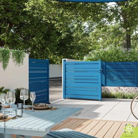 ID-Environnement - Portail aluminium ajoure SPAS - Bleu